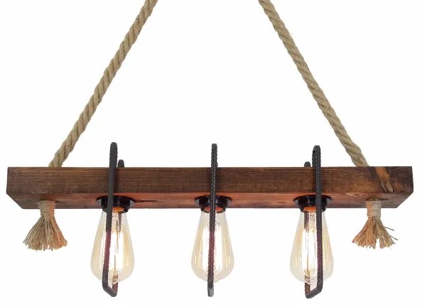 Lampadario a sospensione con cavo KUTUK 3xE27/40W/230V in pino