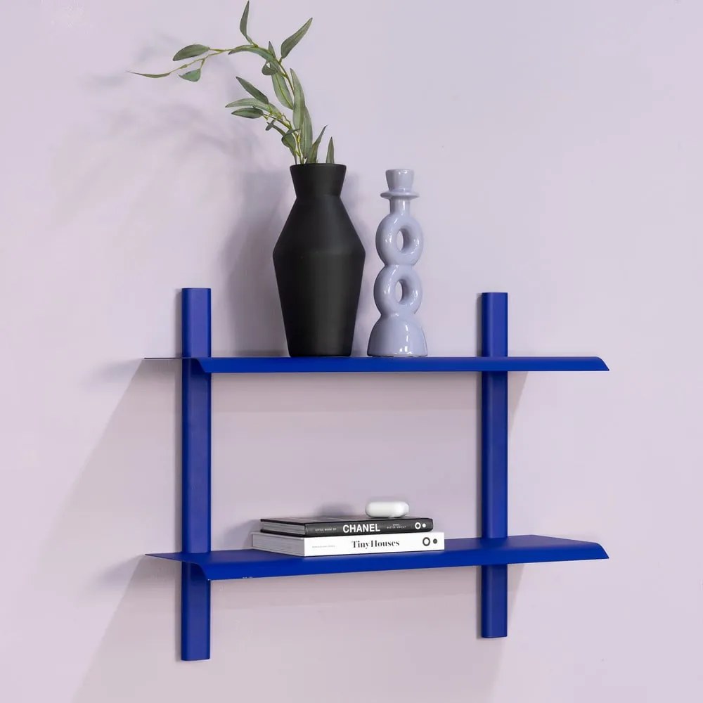 Mensola blu in metallo con ripiani multipli 60 cm Hola – Spinder Design