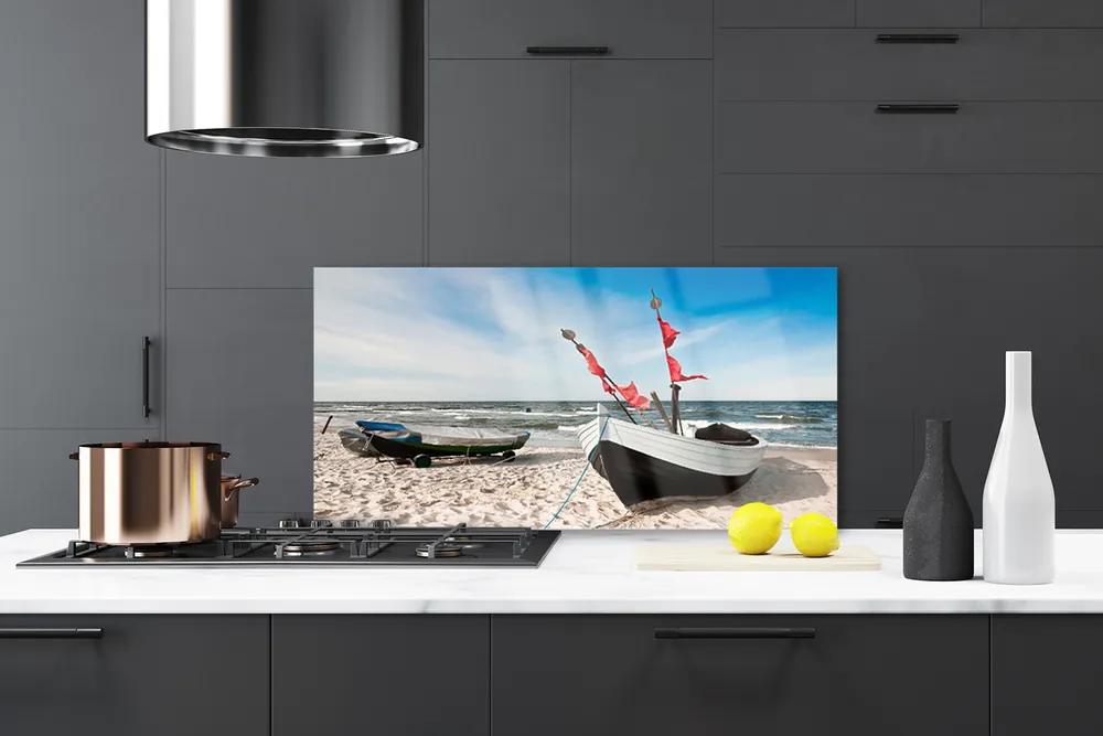 Pannello paraschizzi cucina Barca, spiaggia, paesaggio 100x50 cm