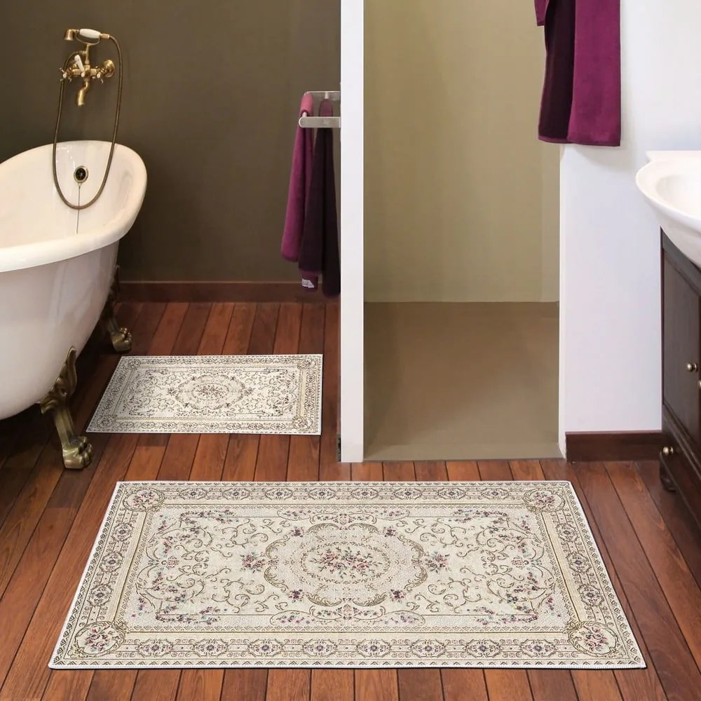 Set di tappetini per il bagno marroni/beige 2 pz 60x100 cm – Foutastic