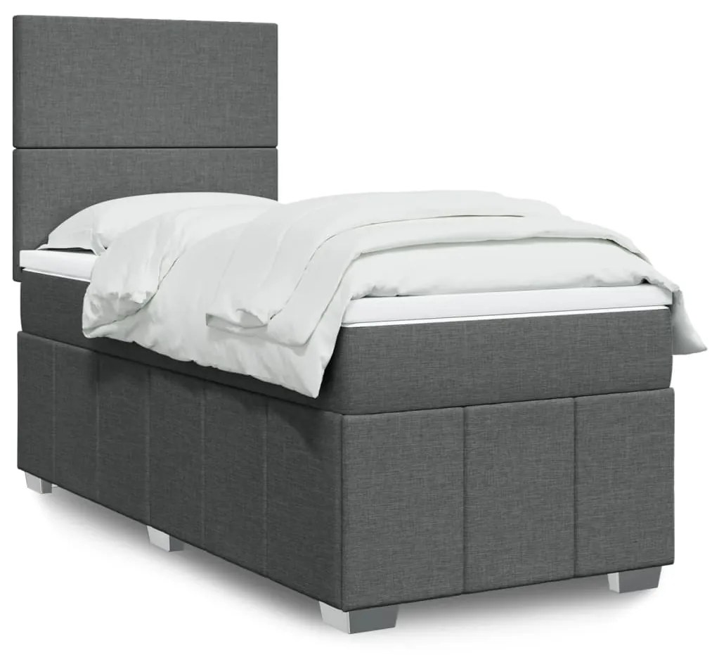 Giroletto A Molle Con Materasso Grigio Scuro 100x200 Cm Tessuto /