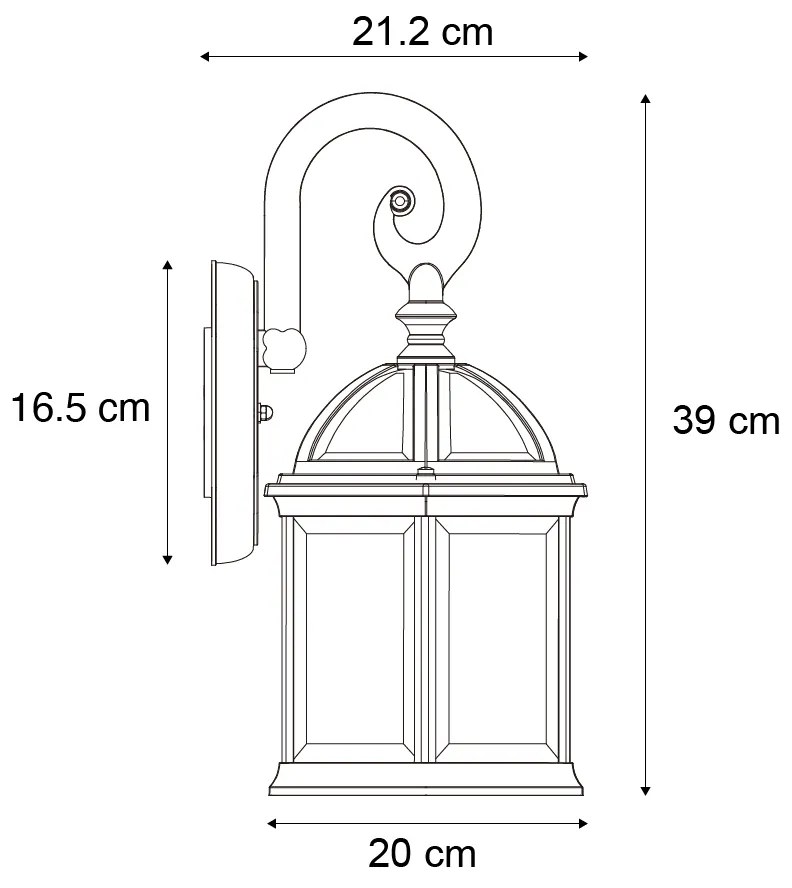 Lampada da parete da esterno classica verde antico IP44 - Glasgow
