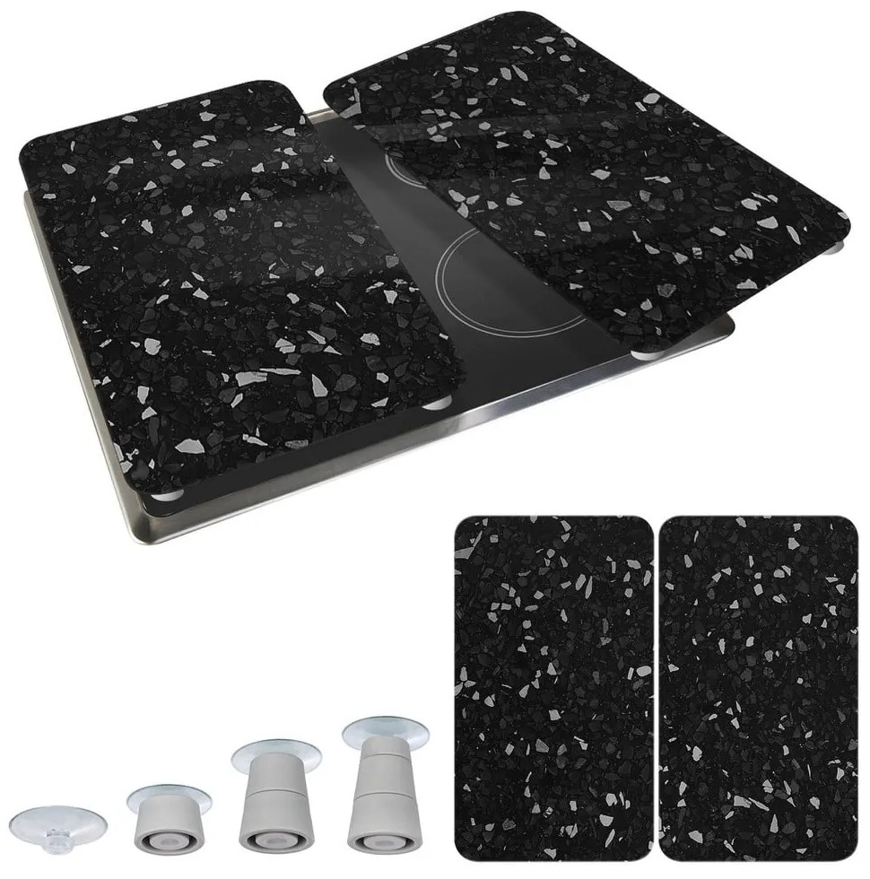 Set di 2 copri stufe in vetro nero Universal - Wenko