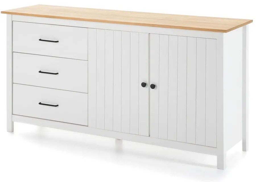 Cassettiera bassa bianca in legno di pino 150x80 cm Miranda - Marckeric