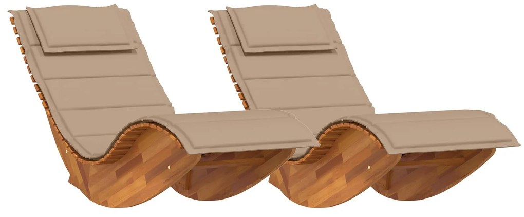 Lettino da sole set di 2 tortora legno massello di acacia
