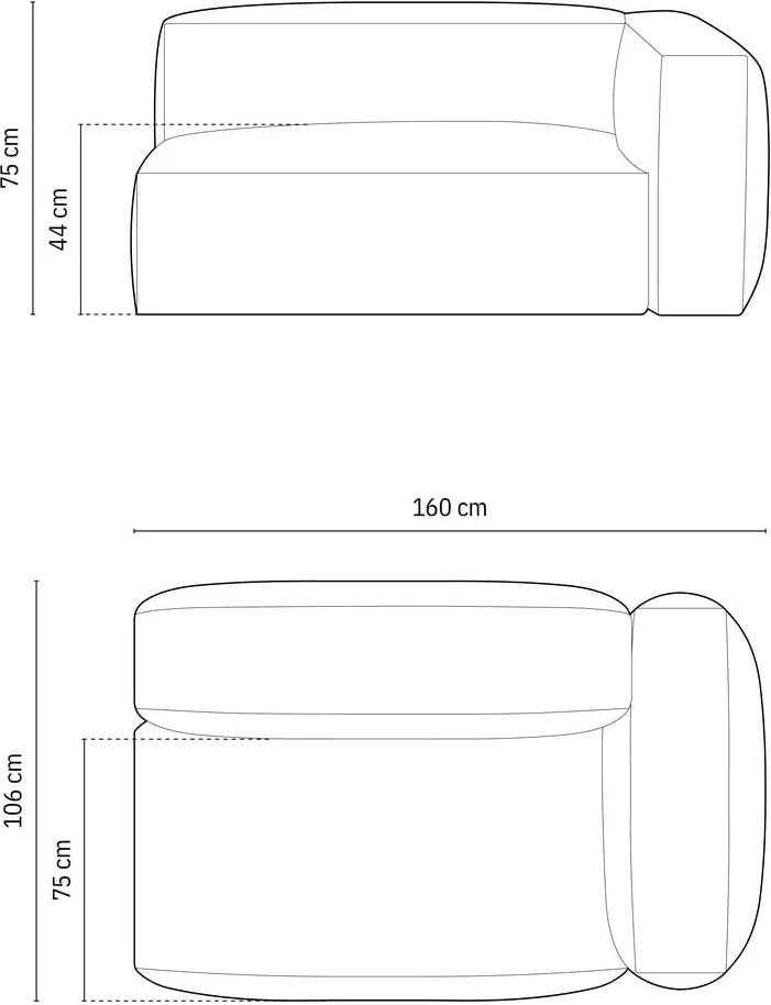Parte divano componibile verde (con penisola a destra) con rivestimento in velluto Martina – Micadoni