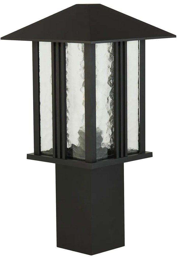 Paletto Contemporaneo Venezia Alluminio Nero Vetro Trasparente 1 Luce E27 45Cm