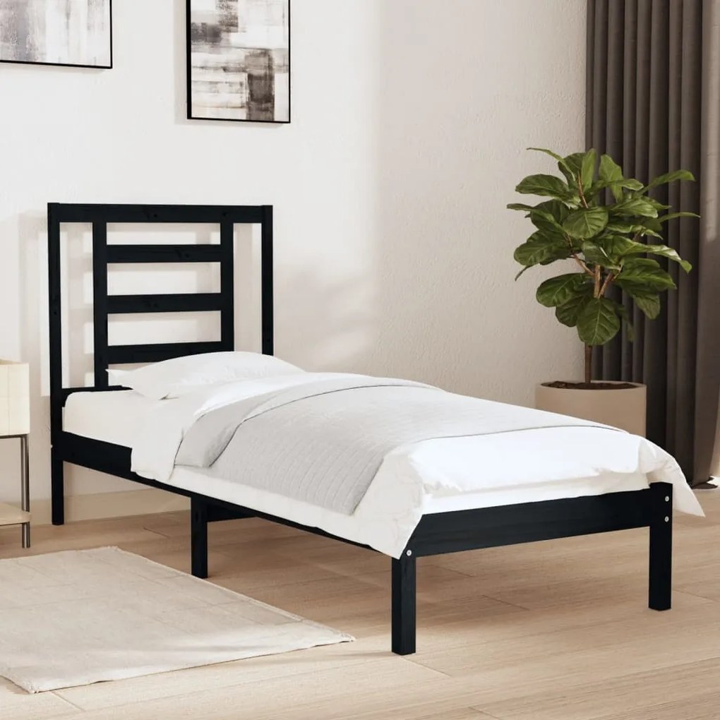 Giroletto İn Legno Massello Nero 75x190 Cm Small Single /