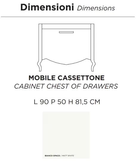 Mobile da bagno in stile classico MARTINA a un cassettone e lavabo Bianco Opaco