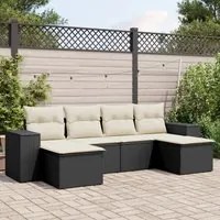 Set Divano da Giardino 6 pz con Cuscini Nero in Polyrattan 3255253