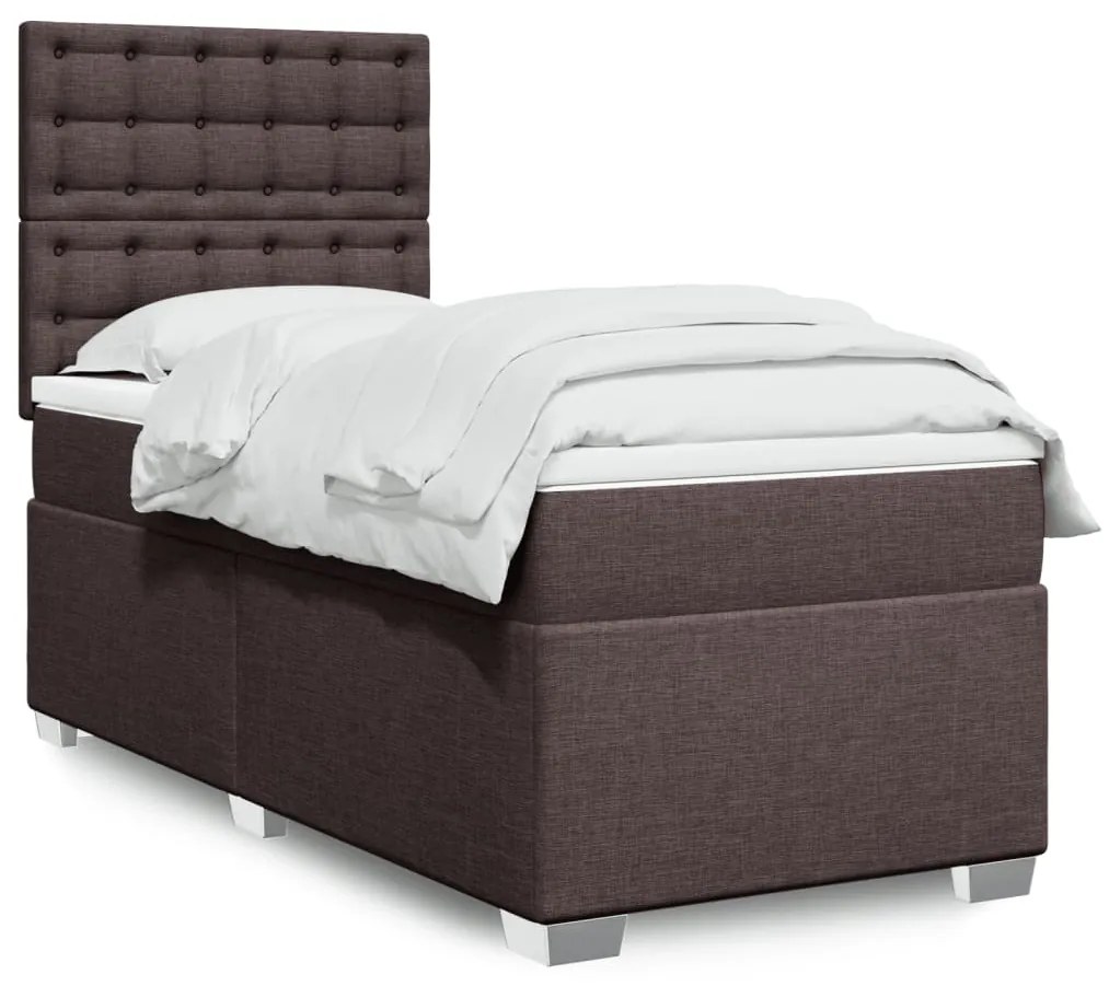 Giroletto A Molle Con Materasso Marrone Scuro 90x200 Cm Tessuto /