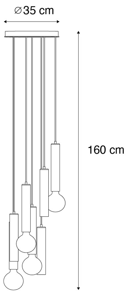 Lampada a sospensione di design nera rotonda 7 luci - Tuba