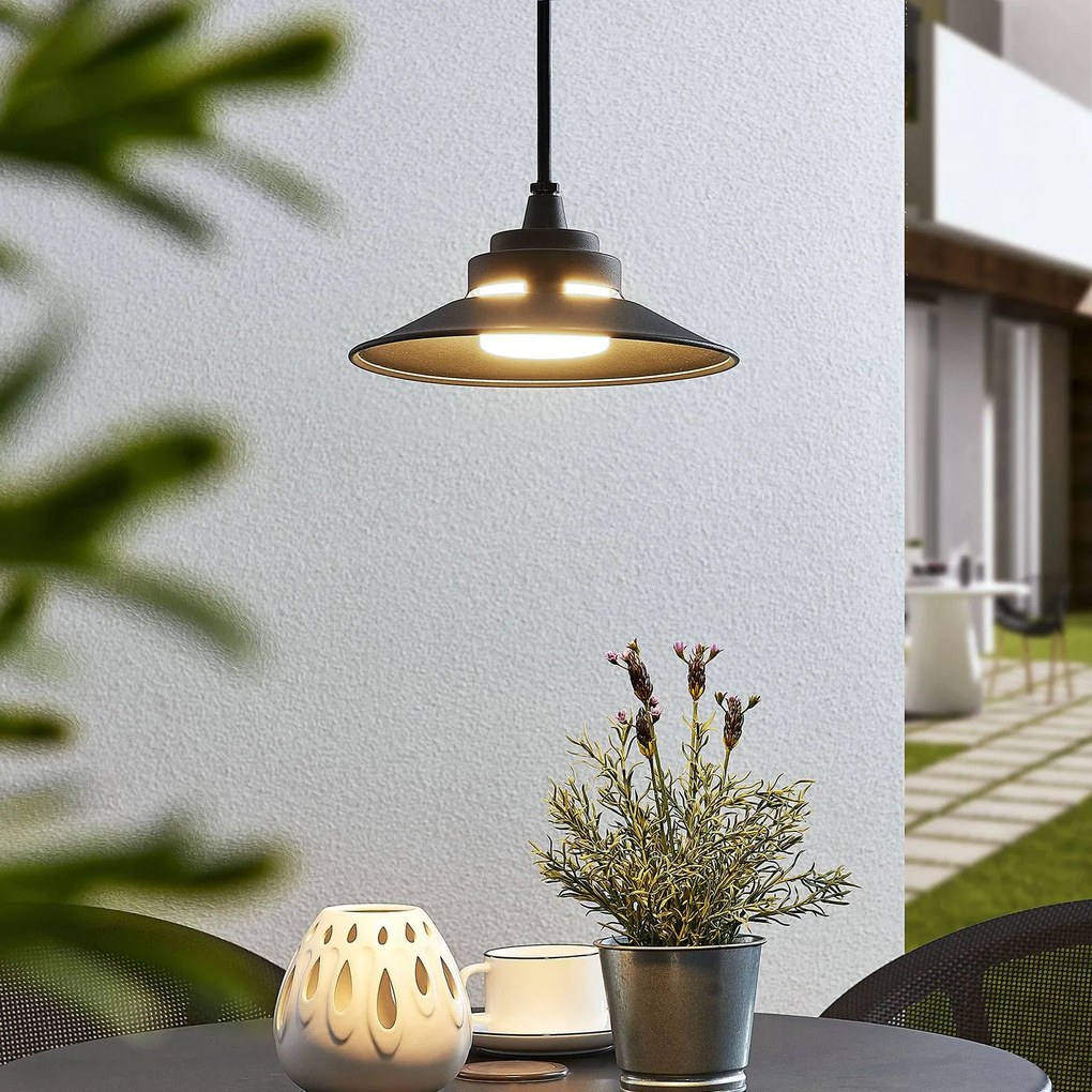 Lampada a sospensione LED da esterni Cassia Lindby, Nero, Alluminio, Moderno