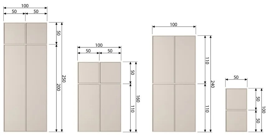 Armadio modulare in legno di pino crema 100x50 cm Daily - vtwonen