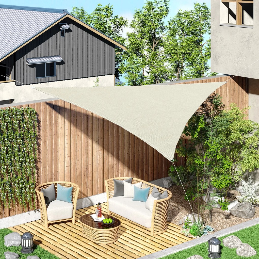 Tenda Vela da Giardino Triangolare in HDPE Crema 5x5x5m...