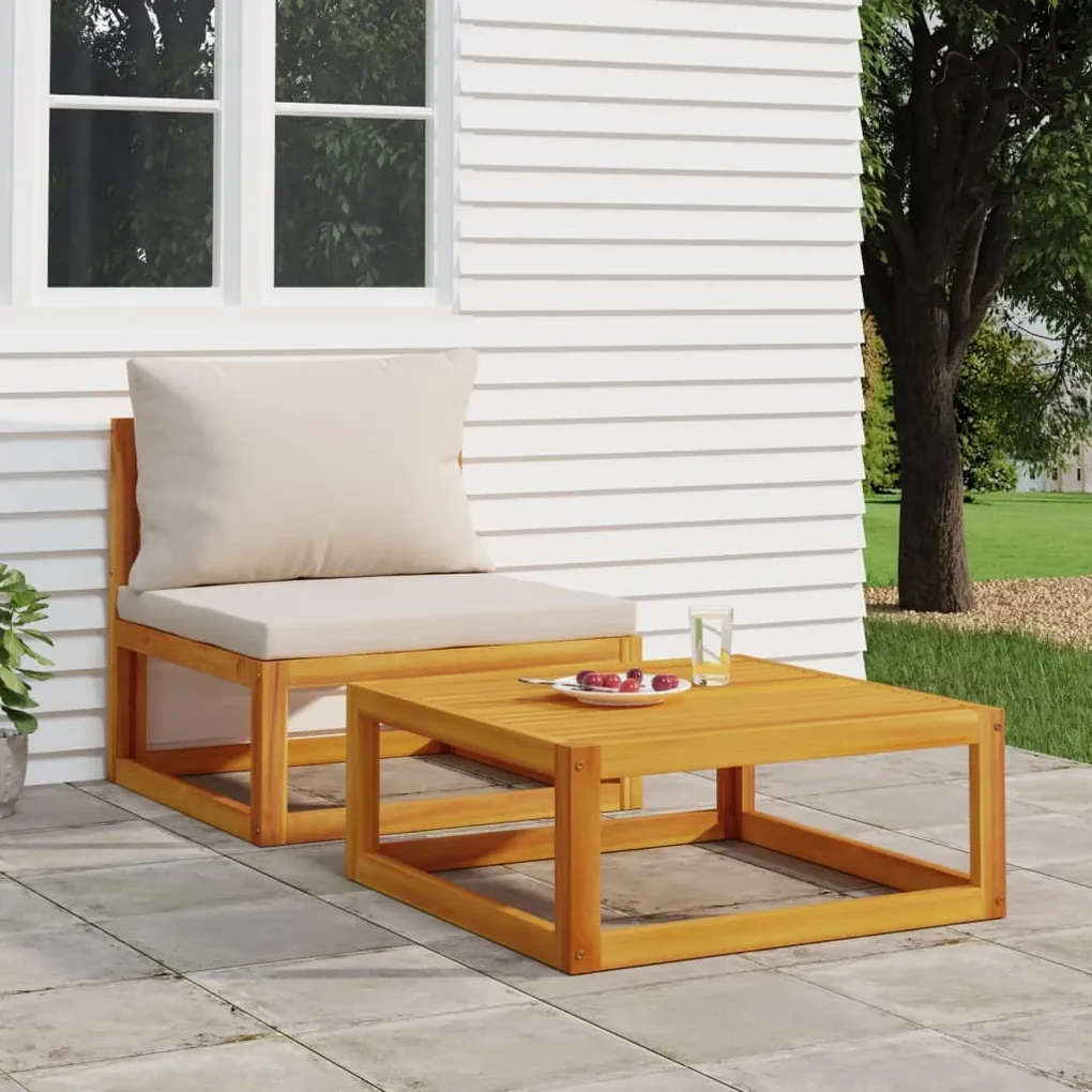 Set divani da giardino 2pz con cuscini legno massello di acacia