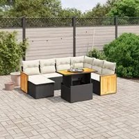 Set Divani da Giardino con Cuscini 8 pz Nero in Polyrattan 3274073