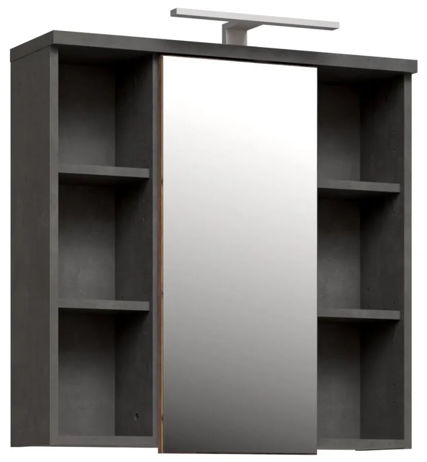 Mobile da bagno sospeso con specchio VENOM, antracite/marrone