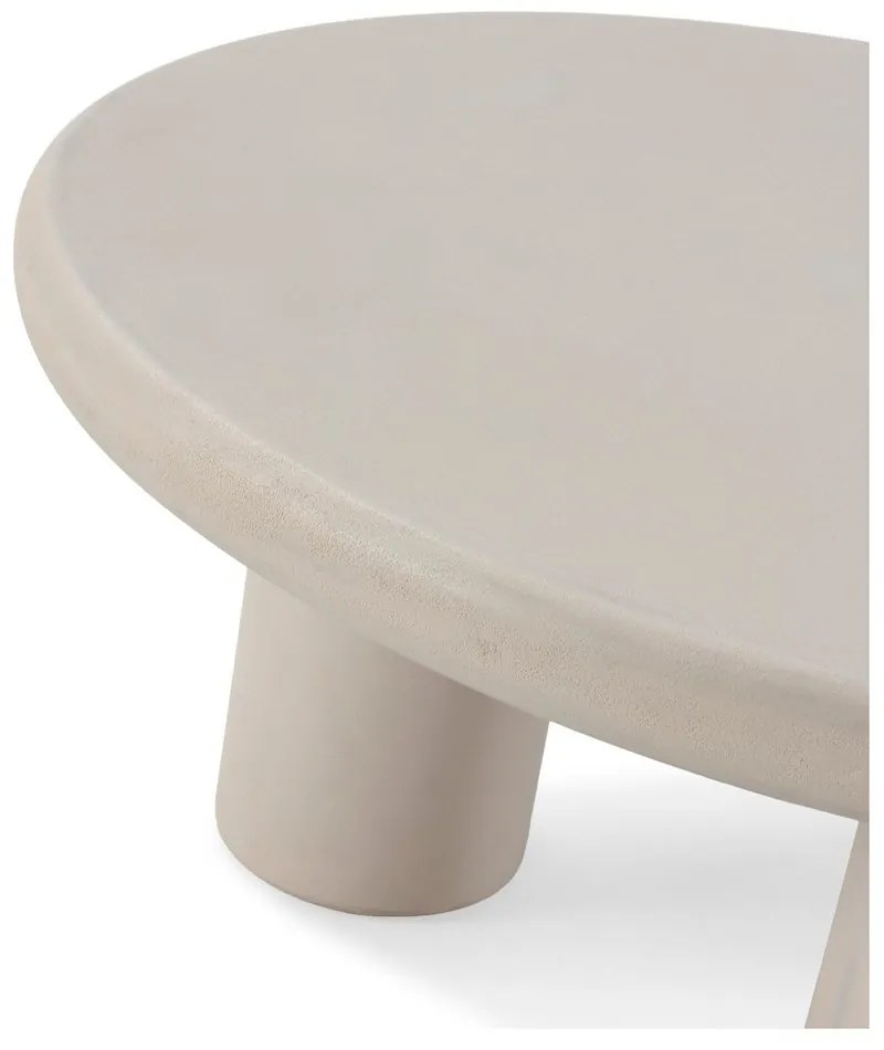 Tavolino da salotto rotondo color crema con effetto pietra ø 80 cm Iriel – MOME