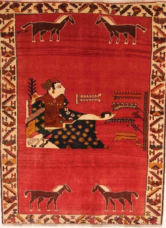 Gashghai Tappeto 200 x 140 Rosso (Iran) Annodato A Mano