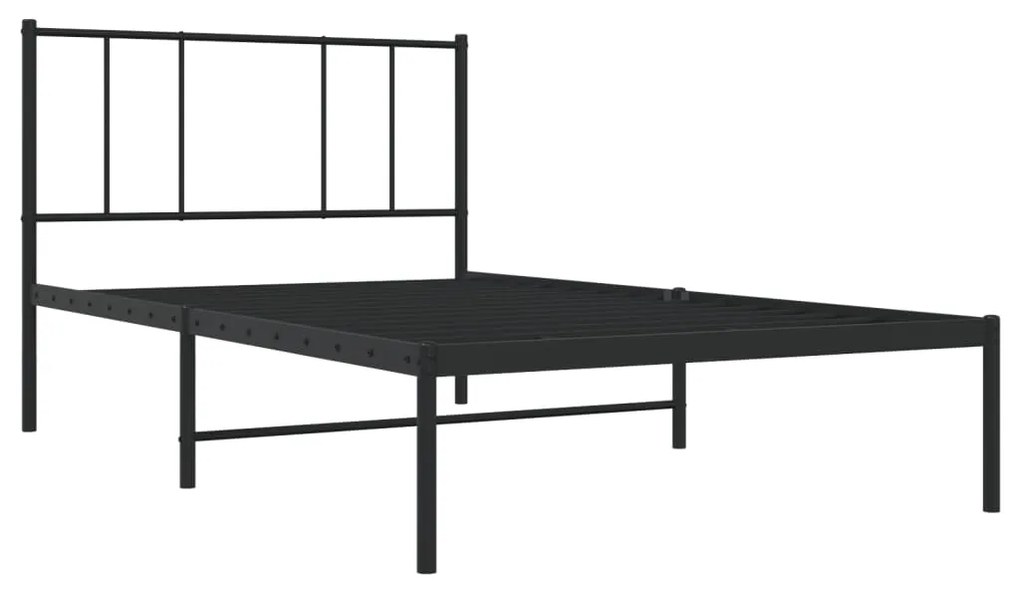 Giroletto con testiera in metallo nero 75x190 cm