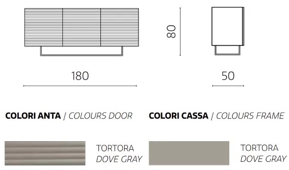 Madia 3 ante in legno 180 cm Tortora - ARISA piedini sagomati