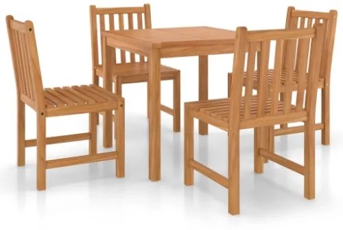 Set da Pranzo per Esterni 5 pz in Legno Massello di Teak