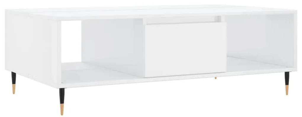 Tavolino da salotto bianco lucido 104x60x35cm legno multistrato