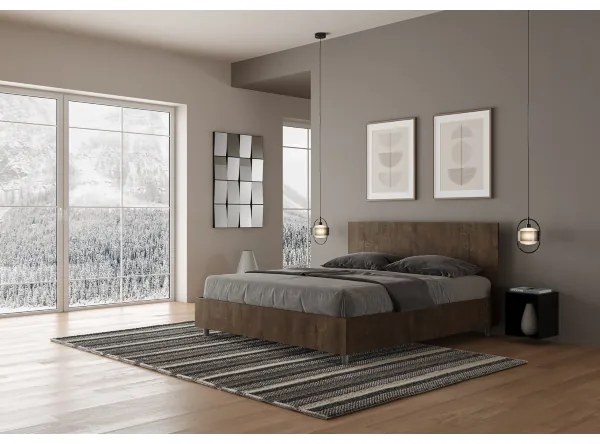 Letto matrimoniale con rete 160x190 testata dritta noce Demas