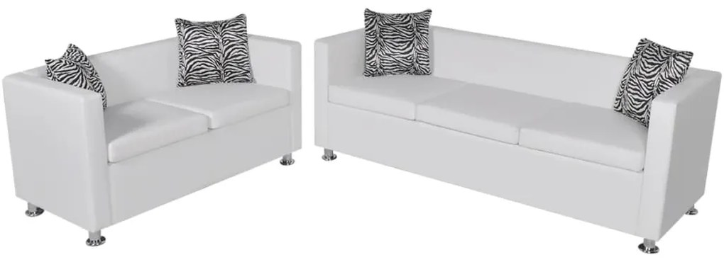 Set Divani A 2 E A 3 Posti İn Similpelle Bianco /