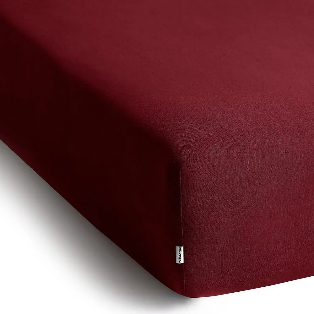 Lenzuolo con angoli burgundy in jersey 220x200 cm Amber – Restilo