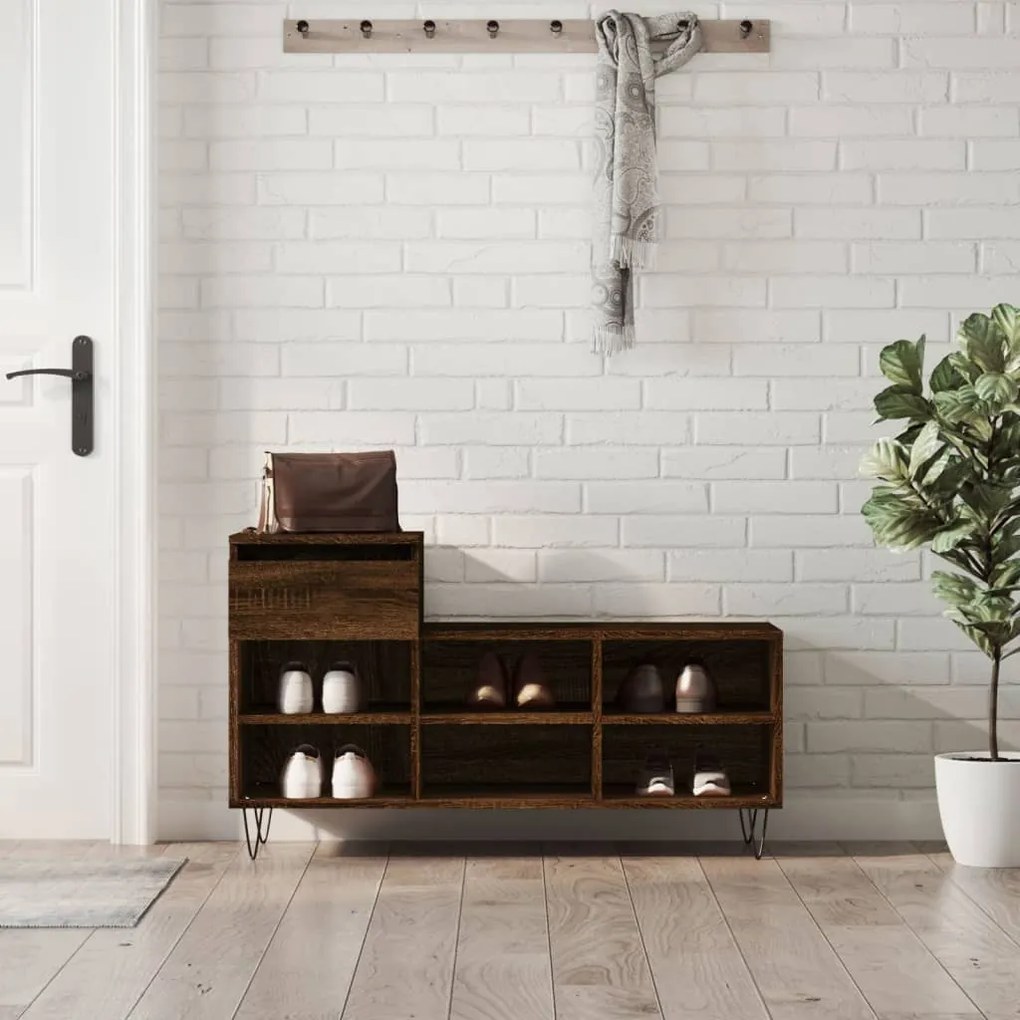 Scarpiera Rovere Marrone 102x36x60 Cm İn Legno Multistrato /