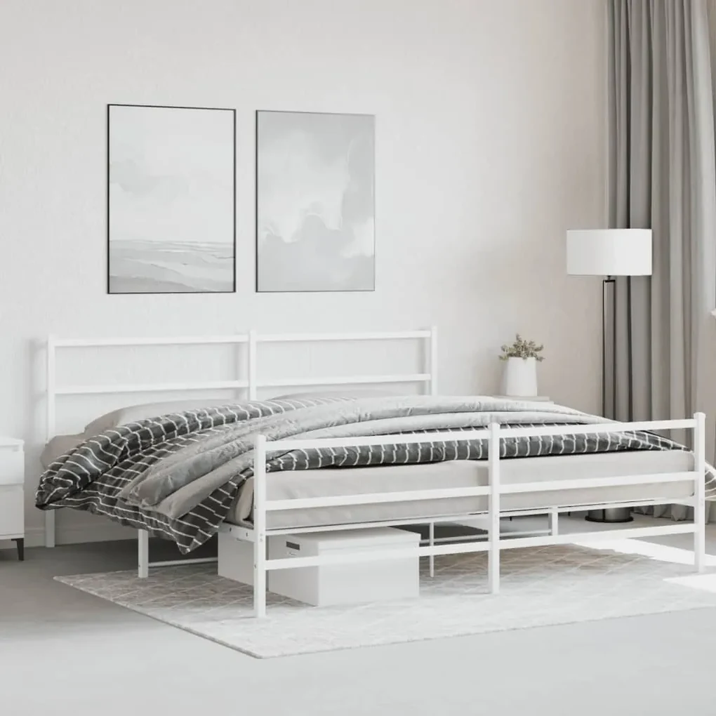 Giroletto con testiera e pediera metallo bianco 200x200 cm