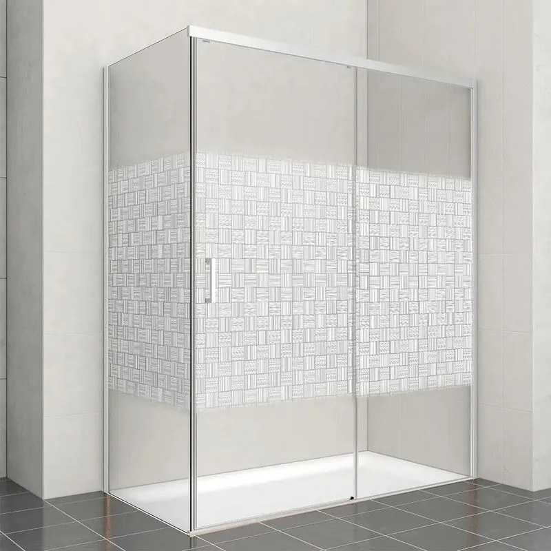 Porta doccia scorrevole Jazz L 140 x H 200 x P 0.6 cm in vetro smerigliato profilo cromo