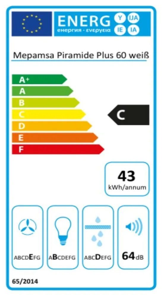 Cappa Classica Mepamsa Piramide Plus 60 cm 290 m³/h 65W C