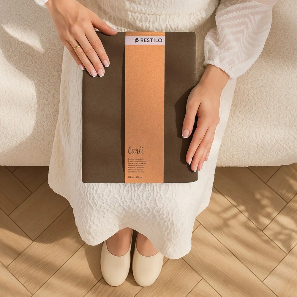 Tenda parzialmente oscurante marrone 140x250 cm Carli Tie – Restilo