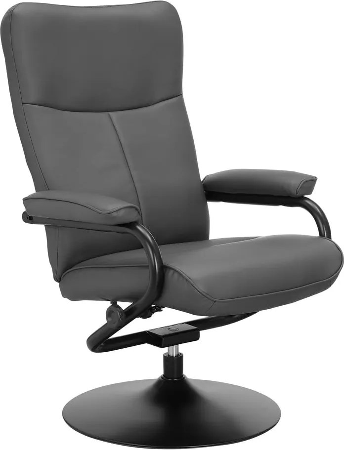 Poltrona relax grigia con poggiapiedi in similpelle Istad - Støraa