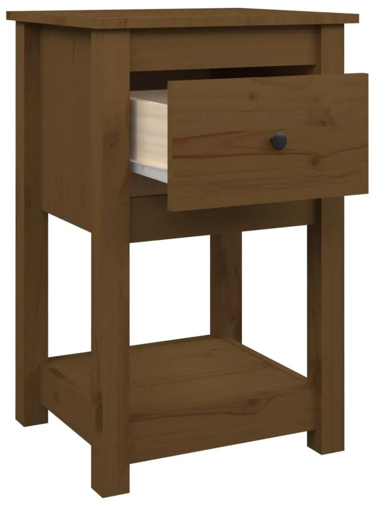 Comodino Miele 40x35x61,5 cm in Legno Massello di Pino