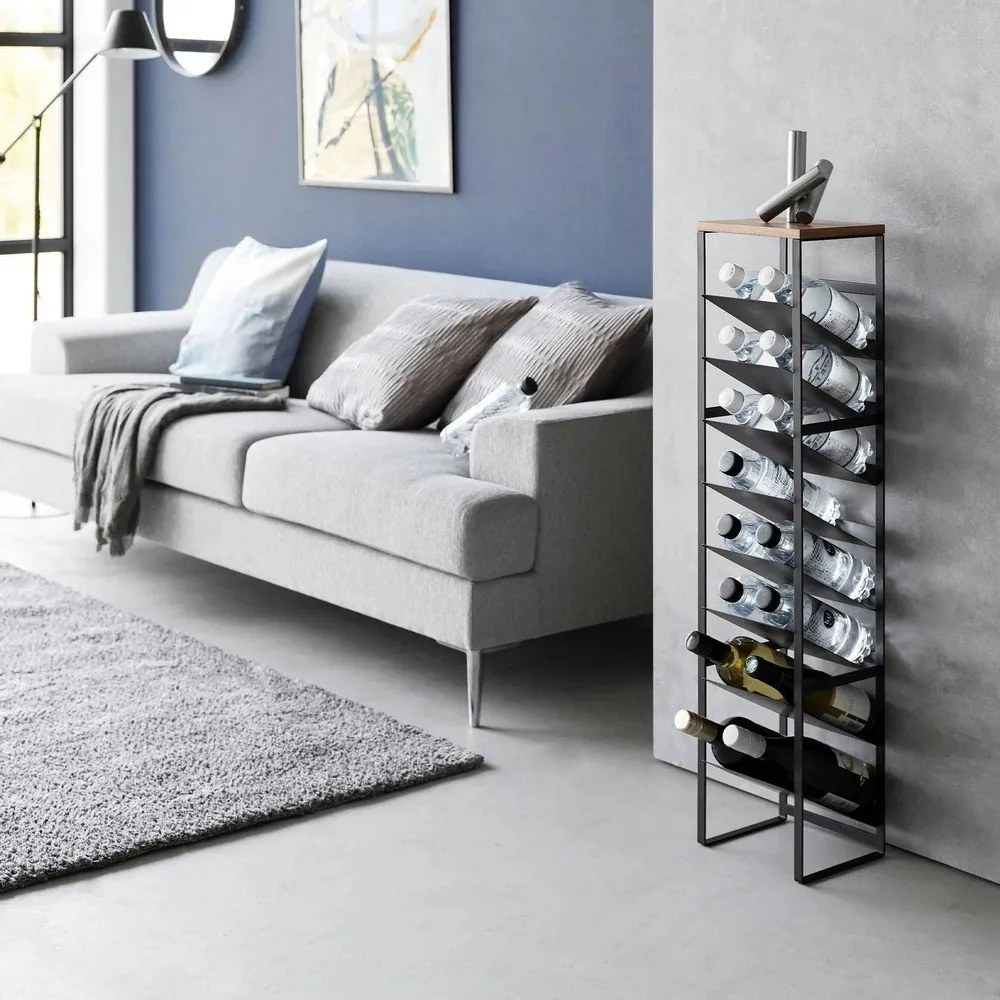 Portabottiglie nero in metallo numero di bottiglie 16 20x88,5x19 cm Tower – YAMAZAKI