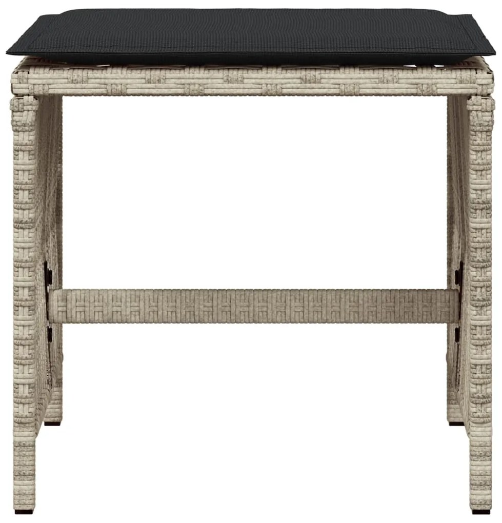 Sgabelli giardino cuscini 4pz grigio chiaro 41x41x36 polyrattan