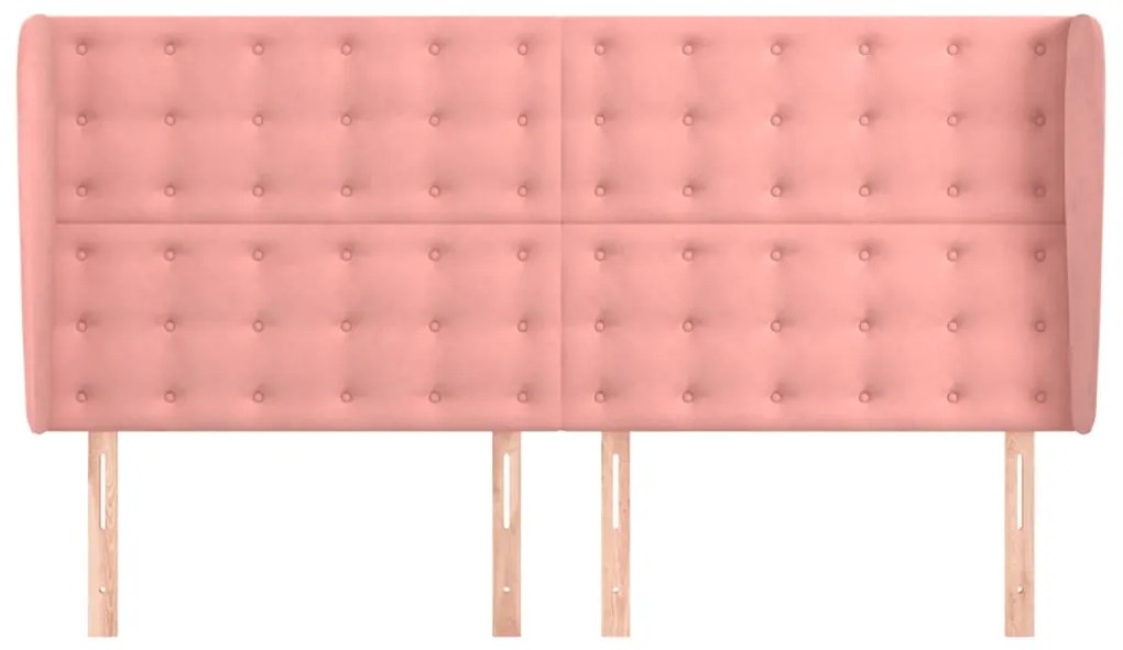 Testiera ad orecchio rosa 183x23x118/128 cm in velluto