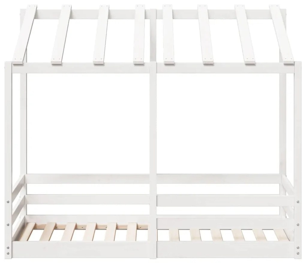 Letto per bambini con tetto bianco 70x140cm legno massello pino