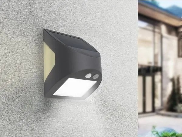Lampada da parete solare con sensore LED/3W/3,7V 1200 mAh IP54 antracite