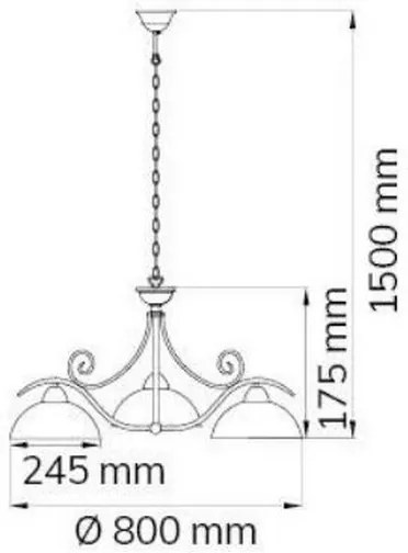Wofi 5128.03.09.0000 - Lampadario a sospensione con catena LACCHINO 3xE27/60W/230V