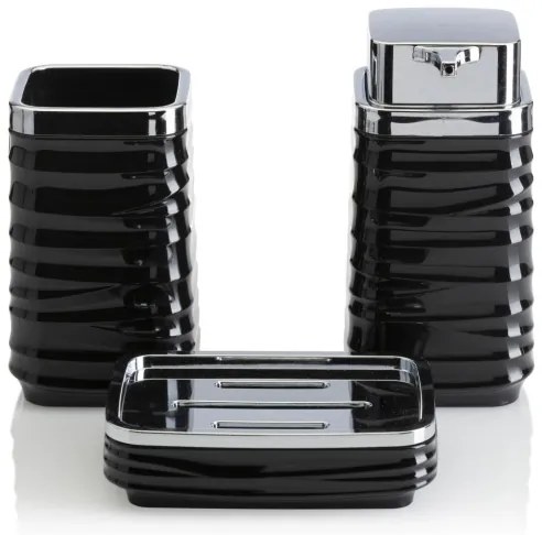 Set da bagno WAVE 5 pz nero/cromo
