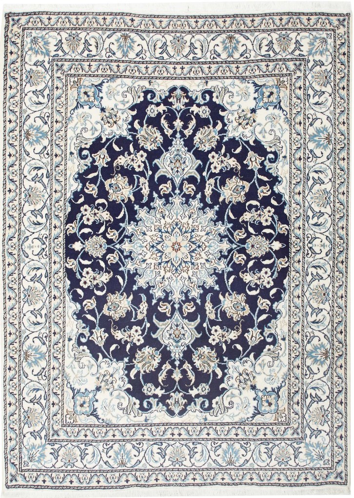 Nain Tappeto 150 x 210 Blu (Iran) Annodato A Mano
