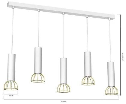 Lampadario su corda DANTE 5xGU10/25W/230V bianco/oro