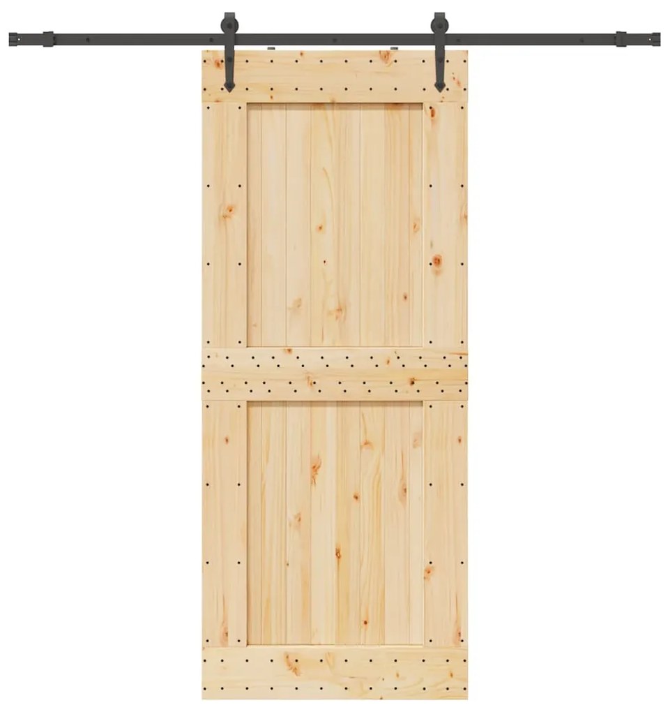 Porta Scorrevole Con Set Hardware 95x210 Cm Legno Massello Pino /