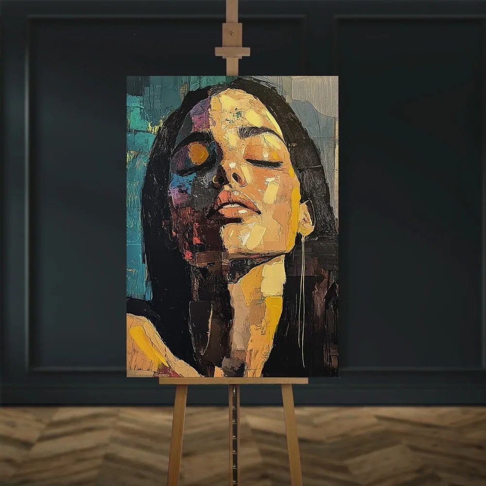 Quadro con elementi dipinti a mano 70x100 cm Vivian – Styler