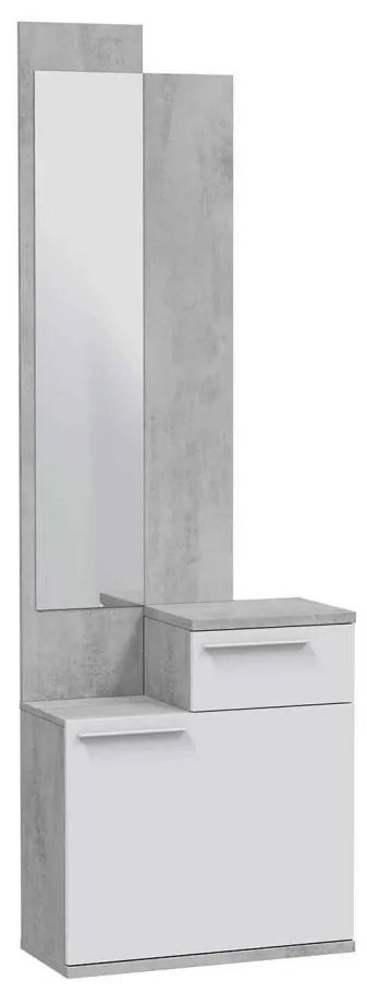 INGRESSO CON SPECCHIO, SCARPIERA E CASSETTO GRIGIO/BIANCO KAREN